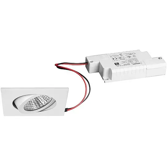 Brumberg LED Einbaustrahler, 230V, 6W, 3000K, 640 lm eckig, weiß, dimmbar - mit Netzteil - 82 x 4 mm Zertifiziert