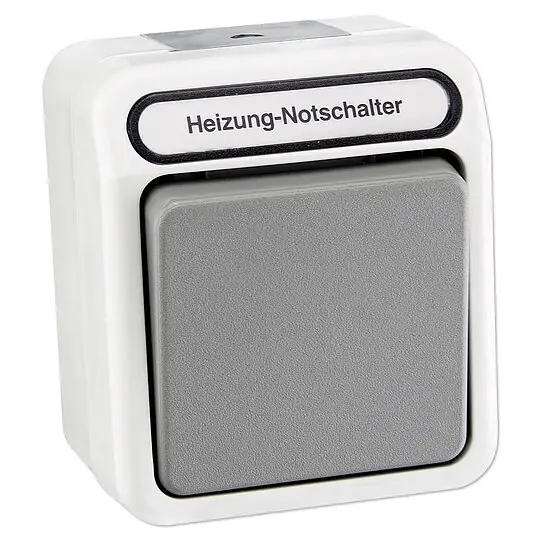 Direkt Vom Hersteller Merten Heizung-Notschalter Aufputz - Aus/Wechsel - 1-polig - mit Kontrolllampe - IP 44 - lichtgrau - MEG3448-8029