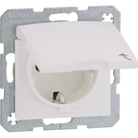 Unterputz-Steckdose SCHUKO Berker 47518989, mit Klappdeckel polarweiß, glänzend Highlight