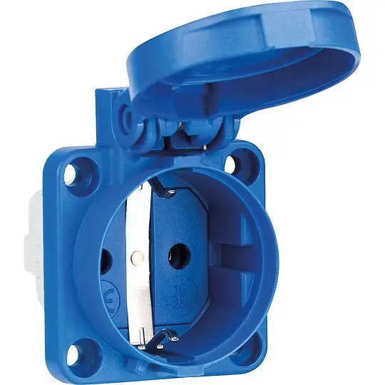 Einbau-Schukosteckdose blau IP54, mit Dichtrand Neu Im Sortiment