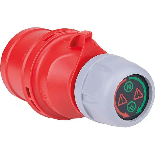 Markenprodukt CEE-Diagnosestecker PCE, IP44, 5-polig, 32A - rot - mit LED-Anzeige
