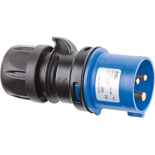 Stecker IP44, 3-polig, 16 A 230 V - blau/grau - Schraubklemmen Gratis Versand