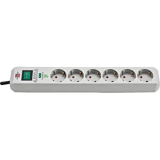 Top-Angebot 6-fach Überspannungsschutz Steckdosenleiste - Geräteschutz PC-Grau - 250V, 6,3A - 3 m