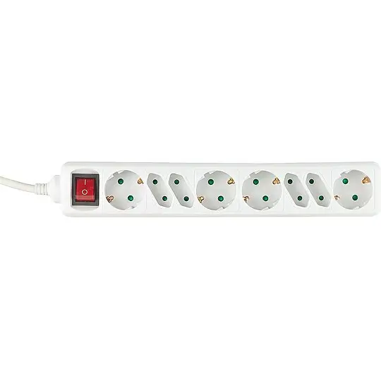 Kostenloser Versand 8-fach Steckdosenleiste mit Kontrollschalter weiß - 230V, 16A - 5 m
