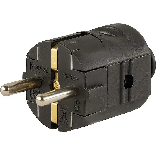 Zertifiziert Schutzkontakt-Stecker - schwarz 16A - 250V