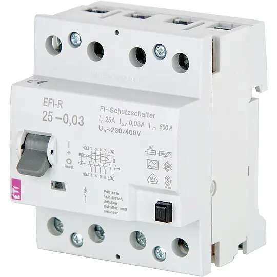 Meistverkauft FI-Schalter EFI-R, 4-polig, 40A, 30 mA, 10kA, Typ A, unverzögert