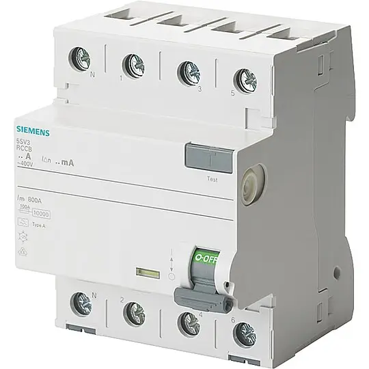 Direkt Vom Hersteller FI-Schutzschalter Siemens, 4-polig, Typ A, 40A, 30 mA, N-Links, 5SV3344-6KL