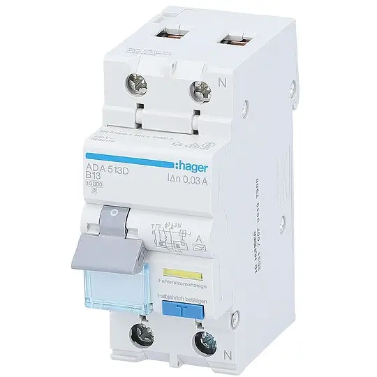Angebot FI/LS-Schutzschalter Hager 1p+N,Typ A,B13A,30 mA,10 kA, ADA513D