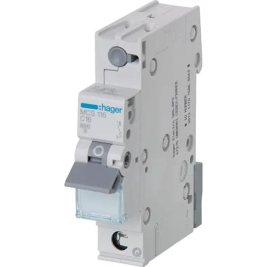 Sichere Zahlung Leitungsschutzschalter Hager, C16A 1p, 6kA, MCS116