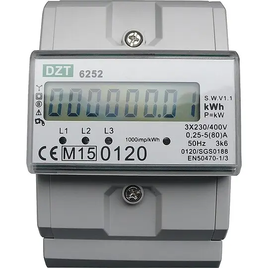 Drehstromzähler DZT6252 230/400V 5/80A, MID 50-60Hz S0 Jetzt Bestellen