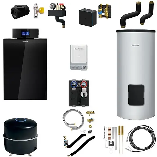 Buderus KB192i.2 Logaplus Gas-Brennwert Heizungspaket K77 mit Warmwasserspeicher SU160, Regelgerät & Zubehör - 15 kW - 7739622615 Jetzt Kaufen