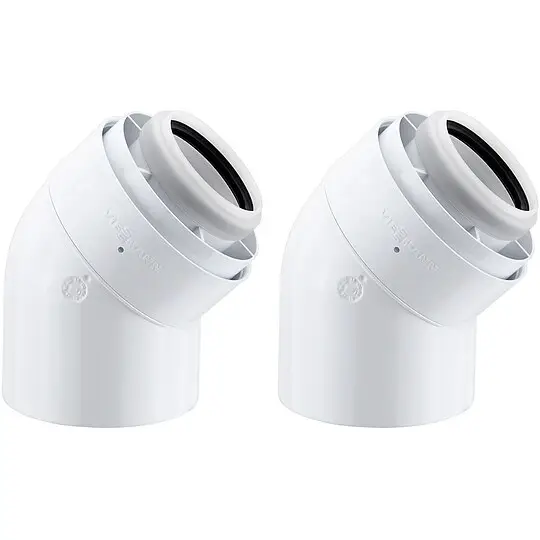 Bestpreis Viessmann Bogen 45° konzentrisch Ø 60/100 (2 Stk.) - Farbe weiß - 7373227
