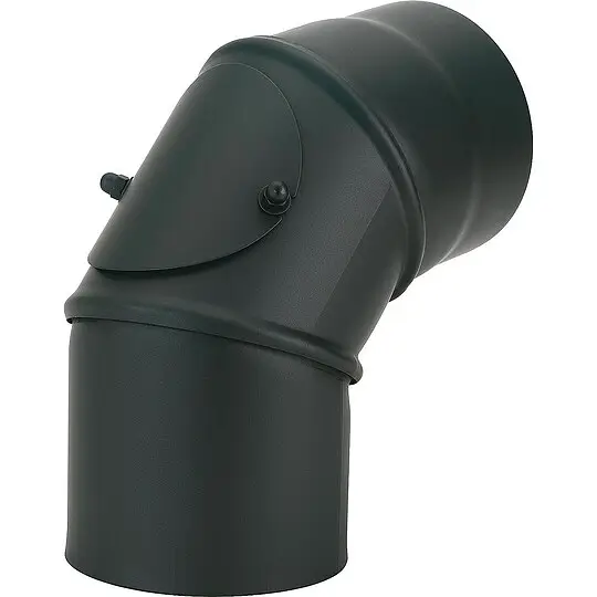 Schneller Versand Rauchrohrbogen Ø 150 mm mit Reinigungstür, 0-90°, lackiert, schwarz