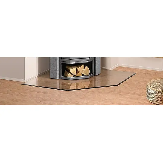 Finale Aktion Bodenplatte Eckmodell B5 aus Glas 6 mm, 1.100 x 1.100 mm, für Kaminofen