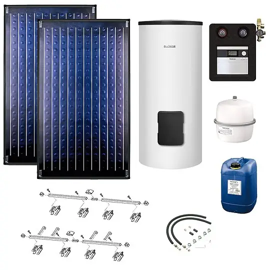 Garantierte Lieferung Buderus Solaranlage Logaplus S2 - 2 Kollektoren (4,74m²) SKN4.0-s mit Solarspeicher Logalux SM300 weiß - 7739606273