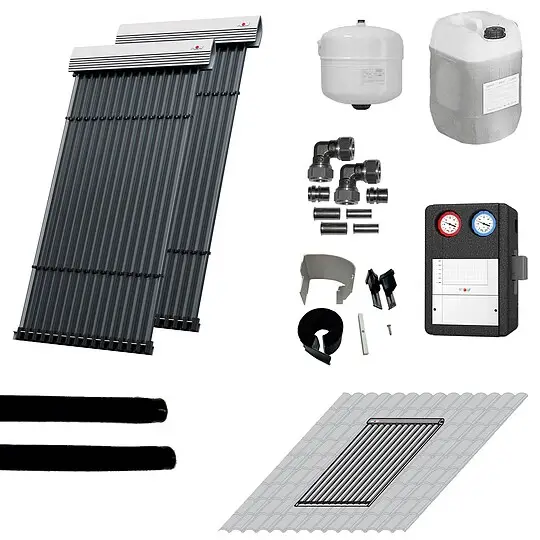 WOLF Solaranlage mit 2 Stk. CRK Kollektoren, SM2-2 Regelung und Zubehör zur solaren Nachrüstung - 2484854F45 Preis Gesenkt