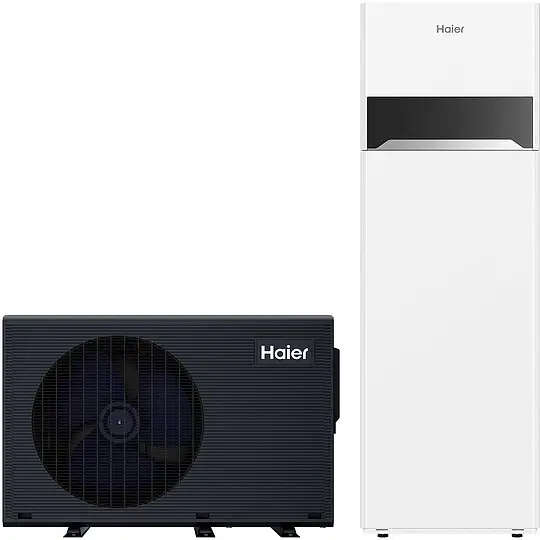 Schnäppchen Haier Hydro-Split Luft-Wasser-Wärmepumpe Außeneinheit 8 kW mit All-in-One Inneneinheit, inkl. Erstinbetriebnahme - HPM08-ND2-H/HPM6(12)-200CE-AW1