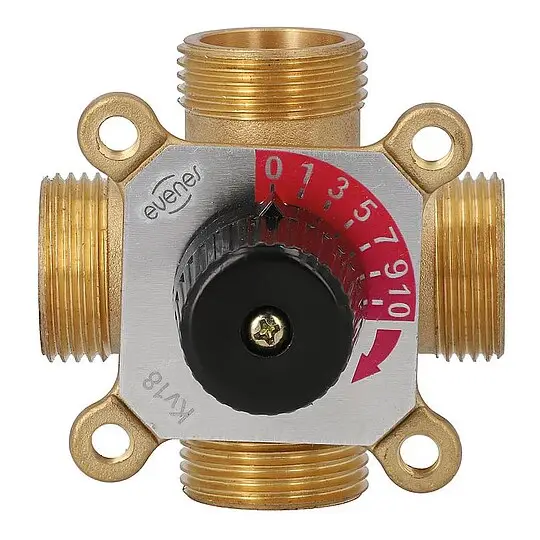 4-Wege-Messing-Mischer Easyflow Typ 4A für Heizung - DN25 - 4 x 1'' AG - Kvs-Wert 5,0 Solange Der Vorrat Reicht