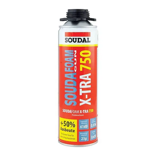 SOUDAFOAM GUN X-TRA 750 - gebrauchsfertiger Polyurethan-Hartschaum / Bauschaum für Pistole - Dose 500 ml Zertifiziert