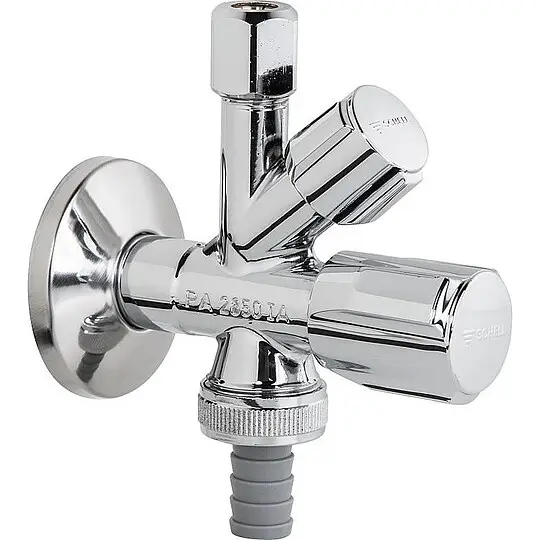 Sonderangebot Schell Kombi-Eckventil COMFORT 1/2'' x 3/8'' x 3/4'' - mit Griff-Fettoberteil + Rückflussverhinderer - chrom