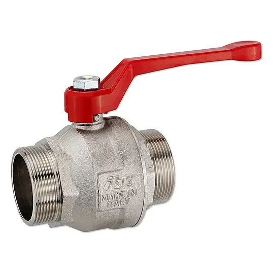 Billig Kugelhahn 2'' AG x 2'' AG - DN 50 - Messing vernickelt - mit Hebelgriff rot