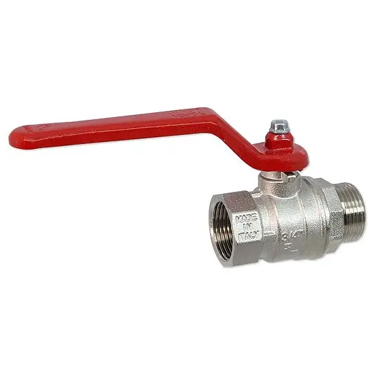 Kugelhahn 3/4'' IG x 3/4'' AG - DN 20 - Messing vernickelt - mit Hebelgriff rot Garantierte Lieferung