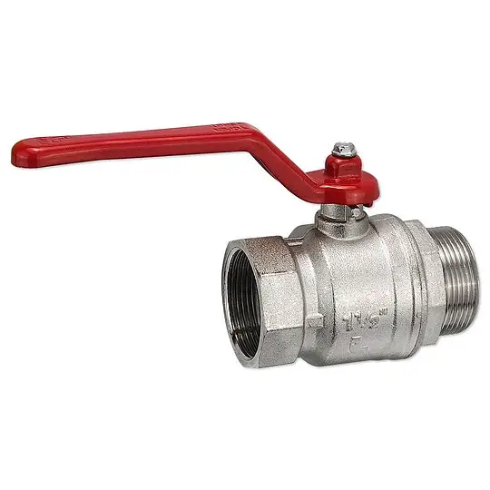 Kugelhahn 1 1/2'' IG x 1 1/2'' AG - DN 40 - Messing vernickelt - mit Hebelgriff rot Aktuell