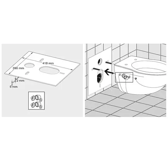Schallschutzset für Wand-WC und Bidet, best. aus Schalldämmprofil 4 mm stark (geklappte Ausführung) Markenware