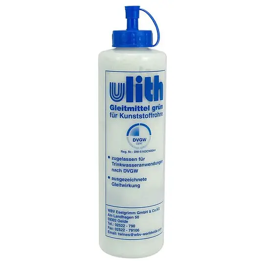 Preisreduziert ULITH Gleitmittel für Steckmuffensysteme - Flasche 250 ml - grün-transparent - DVGW-geprüft