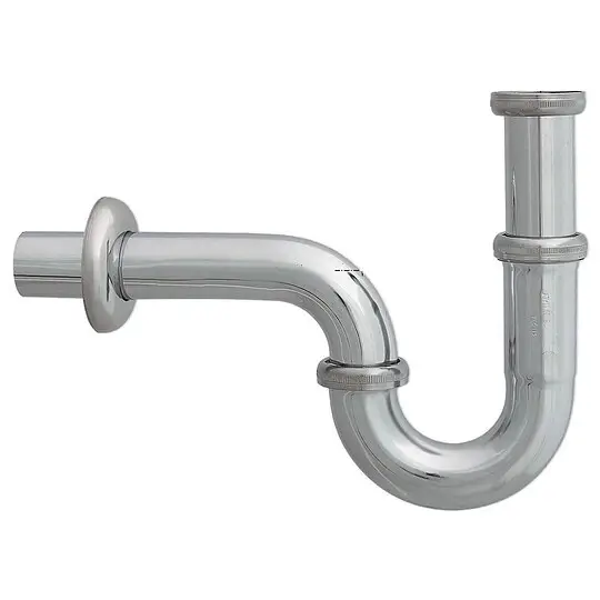Röhrensiphon DN 32 (1 1/4'') x Ø 32 mm - Messing verchromt - Abgangsbogen Ø 32 mm x 160 mm - mit Rosette Neu Im Sortiment