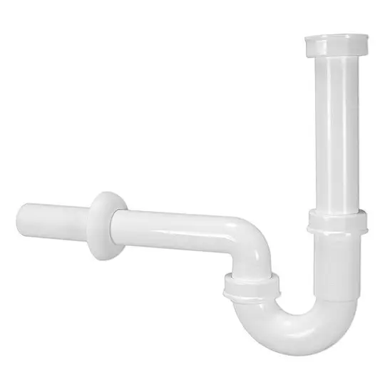 Röhrensiphon DN 32 (1 1/4'') x Ø 32 mm - Kunststoff weiß - mit Rosette - Abgangsrohr DN 32 x 220 mm Bestseller