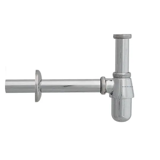 Kostenloser Rückversand Flaschensifon DN 32 (1 1/4'') x Ø 32 mm - Messing verchromt - Abgangsrohr Ø 32 mm x 280 mm - mit Rosette