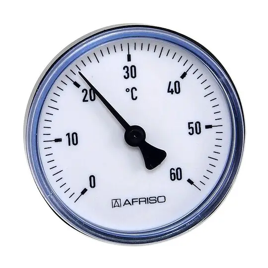 AFRISO Bimetall-Thermometer - Gehäuse ABS-Kunststoff schwarz (Ø 63 mm), 1/2'' x 40 mm, Skala 0-60 °C, SCHWARZ Saisonangebot