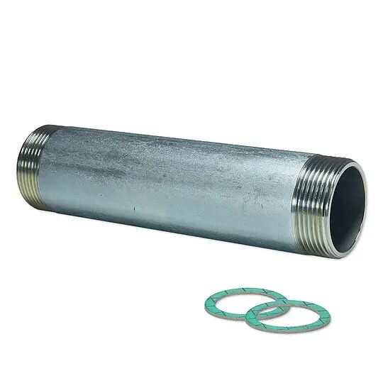 Nur Heute Distanzstück für Umwälzpumpe - DN40 - 2 x 1 1/2'' AG - Länge 180 mm - Stahl verzinkt - mit 2 Stk. Flachdichtungen