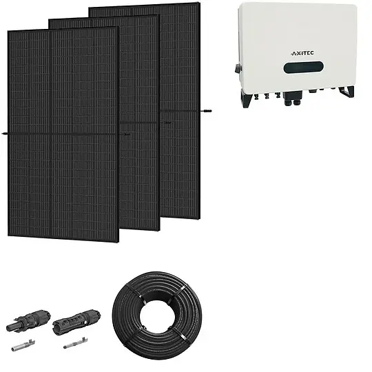 Markenprodukt Photovoltaik-Paket 10 kWp mit AXITEC Wechselrichter 10 kW, 24 Solarmodulen Glas-Glas full black