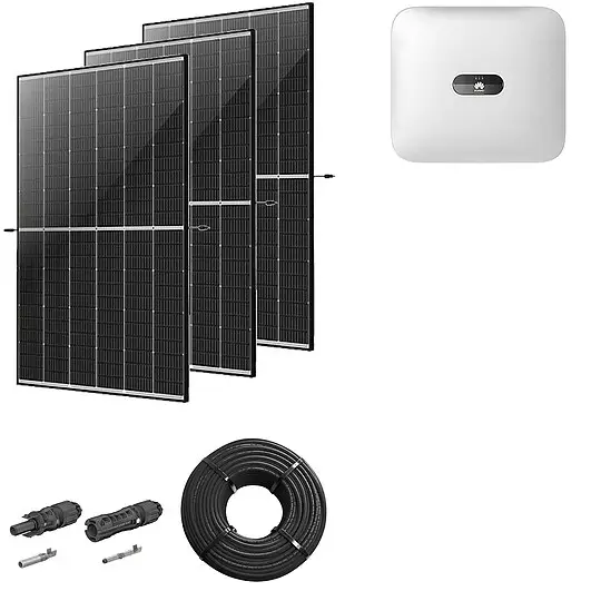Direkt Vom Hersteller Photovoltaik-Paket 5 kWp mit Huawei Wechselrichter 5 kW, 12 Solarmodulen Glas-Glas black frame