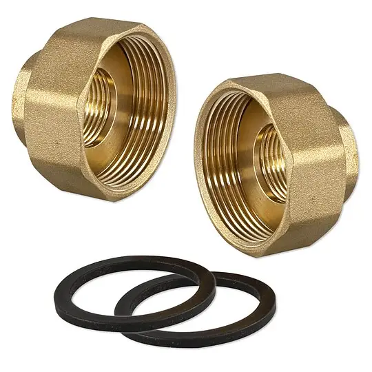 Knallerangebot 1 Satz Messing Gewindefitting-Übergangsverschraubung 1 1/2'' (Überwurf) x 1'' IG inkl. Dichtringen