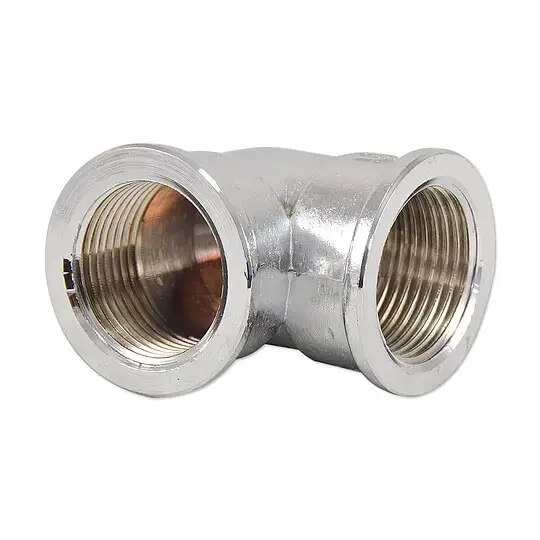 Expressversand Messing Gewindefitting-Winkel 90° - 1/2'' IG x 1/2'' IG - verchromt