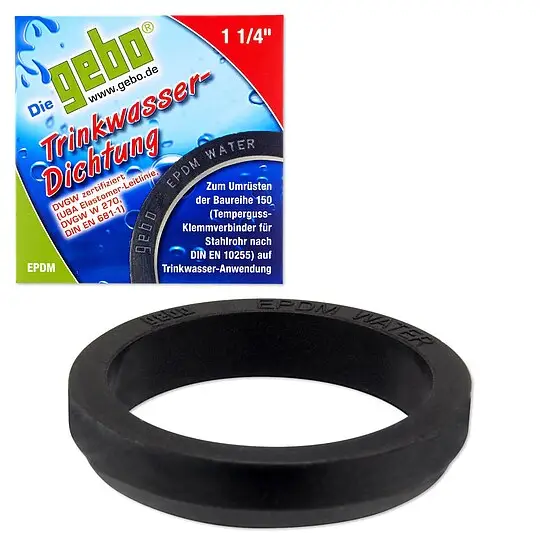 GEBO-Gummiformring 1 1/4'' aus EPDM - zum Umrüsten auf Trinkwasseranwendung bis 25°C Kostenfreie Lieferung