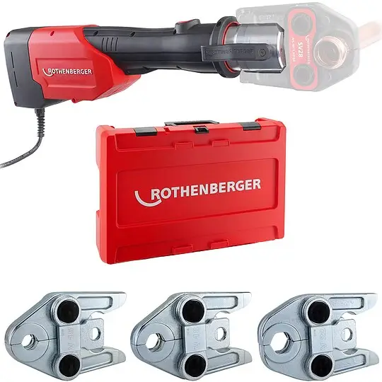 Schneller Versand ROTHENBERGER ROMAX 3000 AC 230 V Pressmaschine inkl. System-Box und Pressbacken V 15, 18, 22