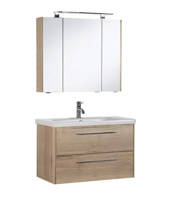 Online Kaufen Marlin Bad 3400 - Kombination mit Spiegelschrank - 80 cm breit