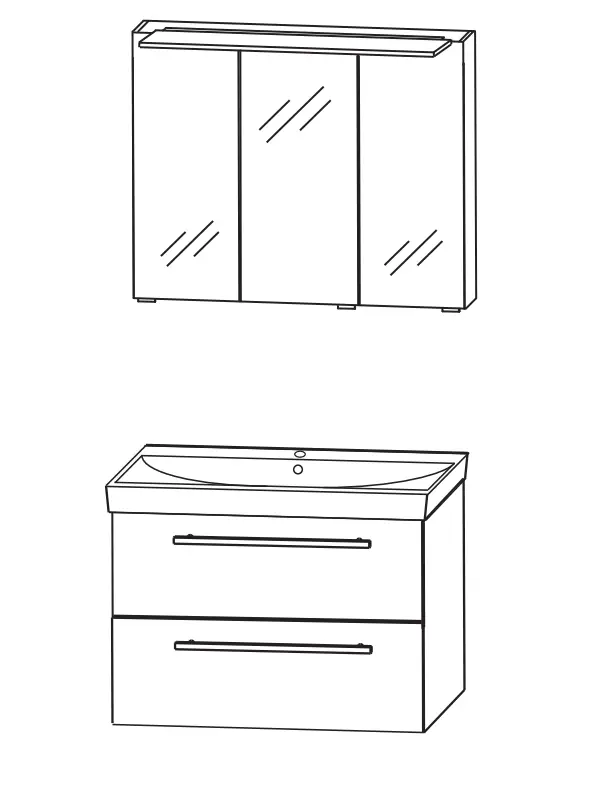 Aktuell Puris Protection1 - Badmöbelset - 70 cm / mit Spiegelschrank Serie A