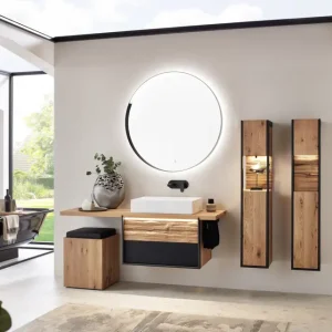 Aktuell Thielemeyer Steel Massivholz Badmöbelset - 155,5 cm / Variante 5