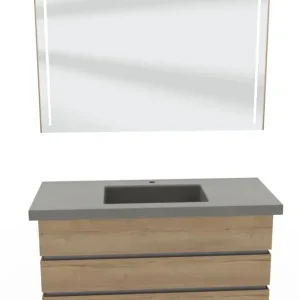 Thielemeyer Fresh Massivholz Badmöbelset mit Mineralsteinwaschtisch - 122 cm Rabatt