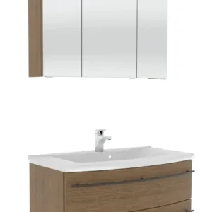 Marlin 3040city Badmöbel Set mit Mineralmarmorwaschtisch - 90 cm Finale Aktion