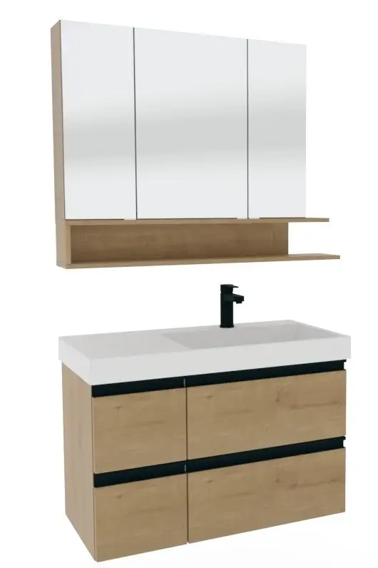 Billig Puris c!puro Badmöbel Set - 90 cm mit Ablagefläche links / mit 4 Auszügen