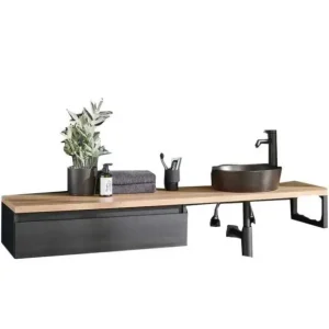 Zertifiziert Puris Vialli Waschtisch mit Unterschrank 160 cm breit - Becken rechts