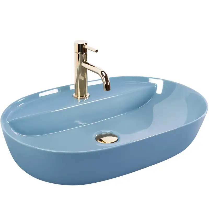 Aufsatzwaschbecken REA Aura 61 L.Blue Shiny Aktuell