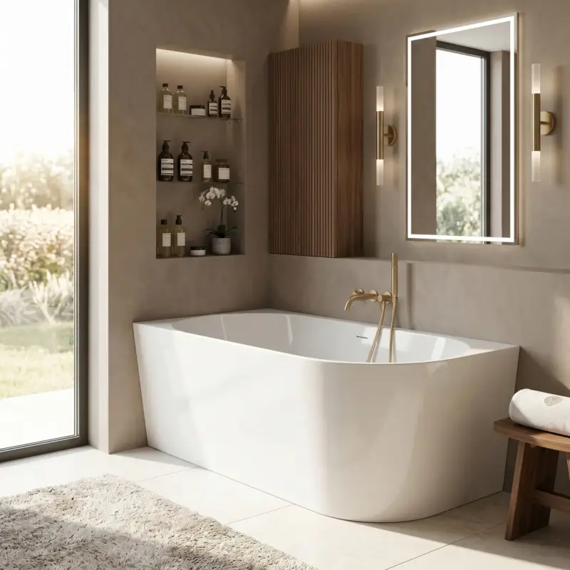 Zertifiziert Eckbadewanne aus Acryl REA Bellanto Slim 150 Left