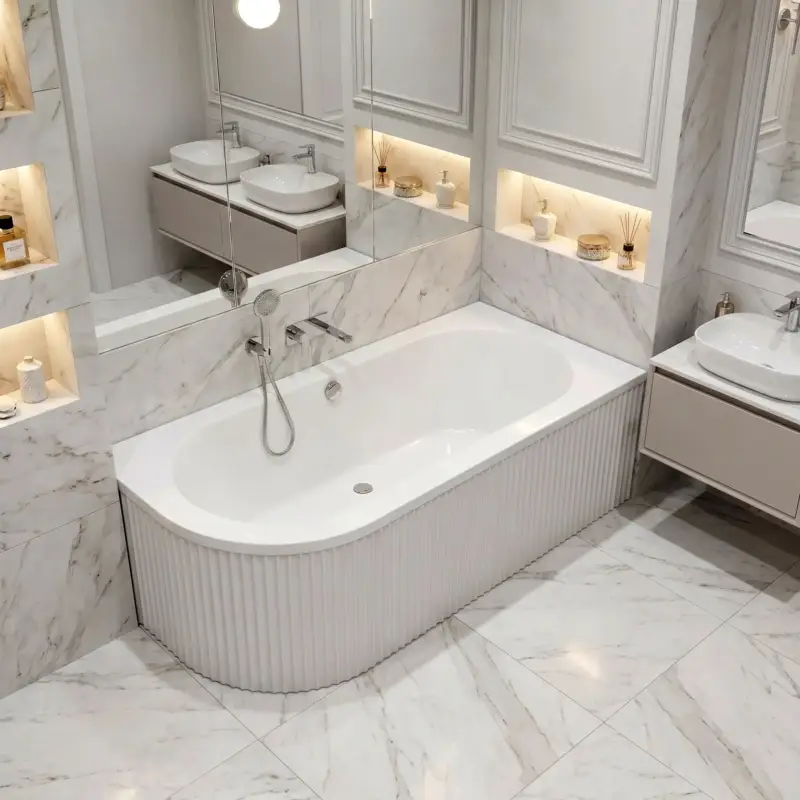 Acryl Eckbadewanne Rea Orion Stripe Right 150cm Kostenfreie Lieferung
